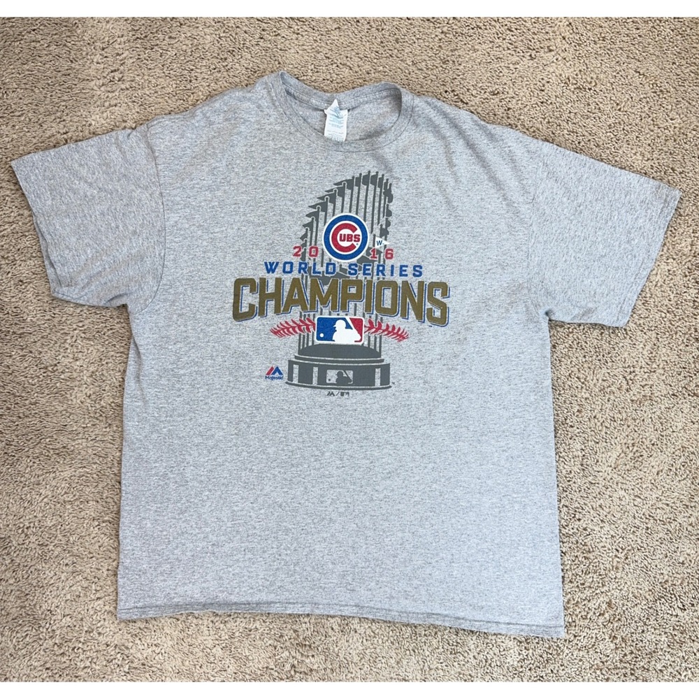 2016 Chicago Cubs World Series Champions T-Shirt Mens XL Gray Delta Pro Weight‎